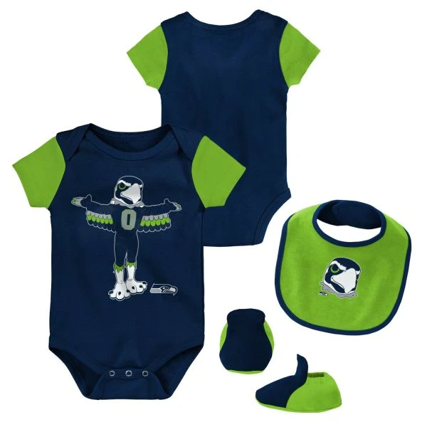 Outerstuff Baby Mascot Bootie Set Seattle Seahawks 3 Outerstuff Baby Mascot Bootie Set Seattle Seahawks